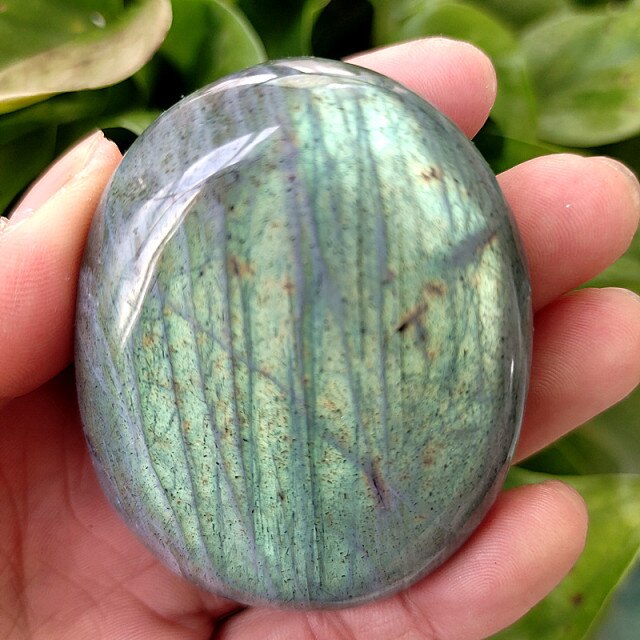 Natural Labradorite Stone Crystal Palm Stones