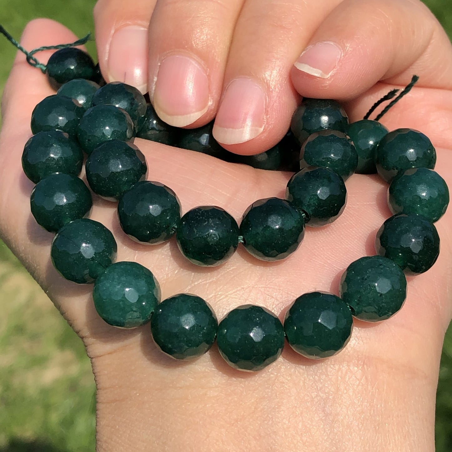 Dark Green Chalcedony Jades Stone Bracelet