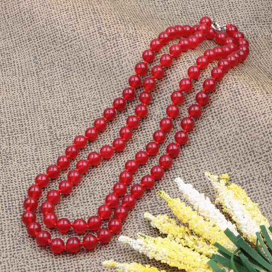 Long Chain Necklace Natural Stone Red Jades