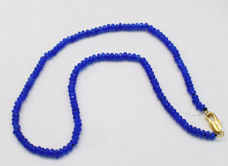 Jade blue roundel faceted necklace beads nature blue