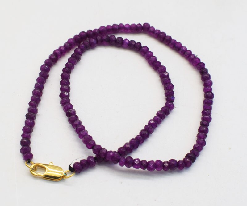 Jade purple roundel faceted necklace
