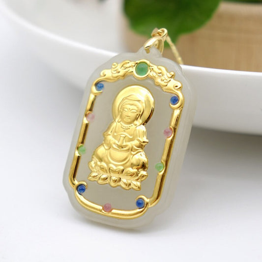 Pendant 24K Gold Jade Lucky Amulet Necklace