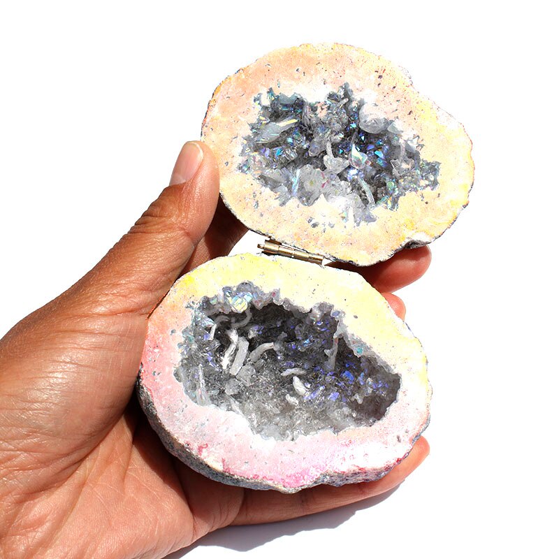 Natural Agate Geode Jewelry Container