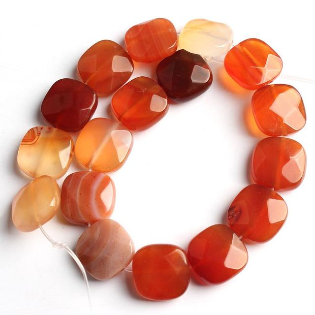 Faceted Square Stone Beads Natural