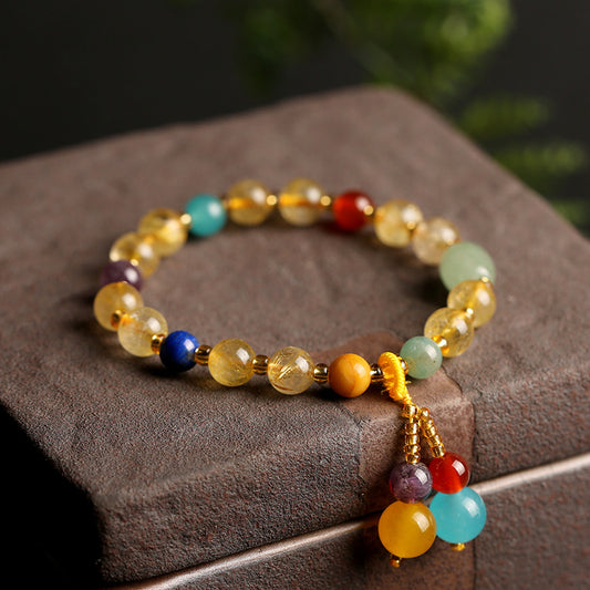Jade Crystal Beads Strand Bracelets Women