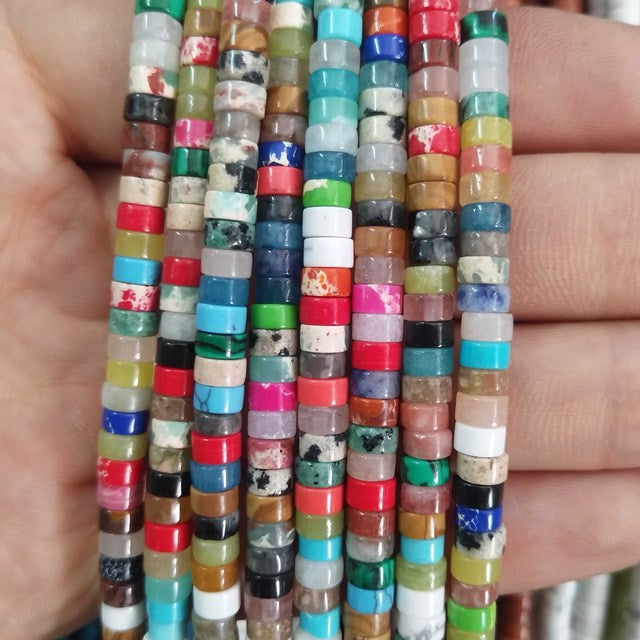 Natural Stone Spacer Rondelle Beads Charm DIY Bracelet