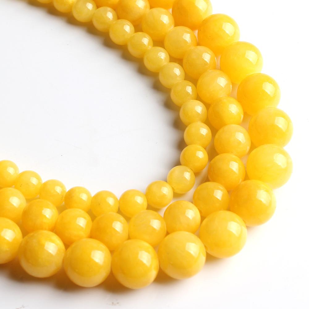Dark Yellow Cloud Jades Stone Chalcedony Beads