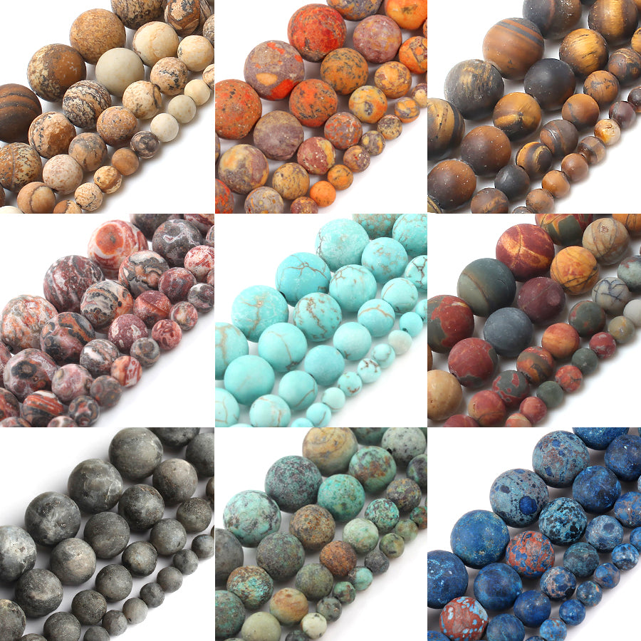 Natural Matte Stone Beads for Jewelry Making