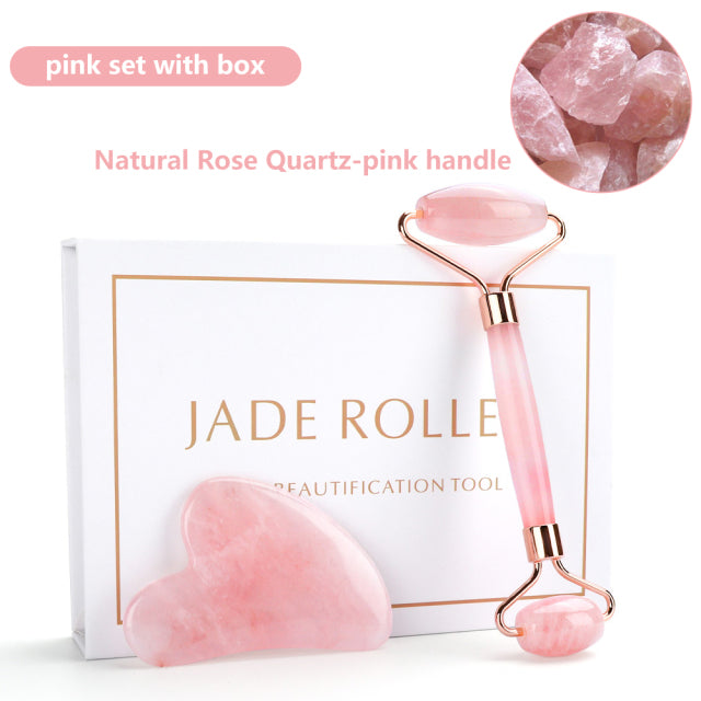 Natural Rose Facial Body Massager Roller Jade