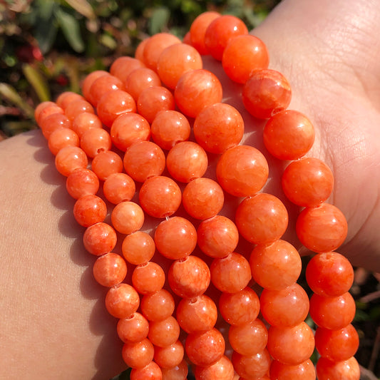 Natural Orange Jades Chalcedony Stone Beads