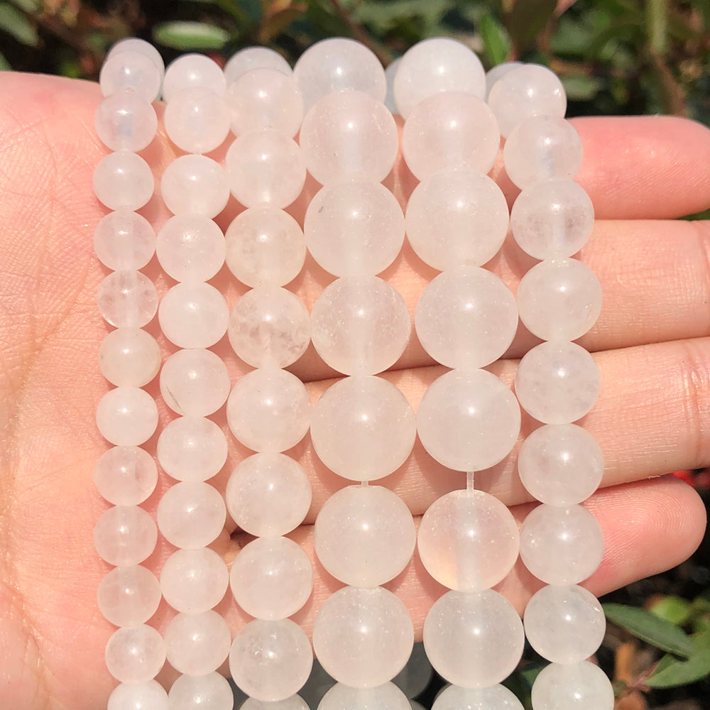 Round Shape Natural White jades Stone Beads