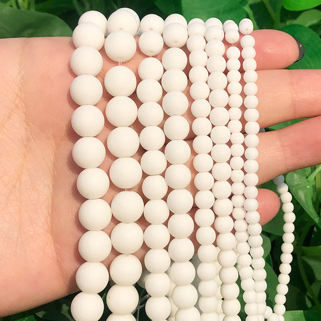 Natural White Crystal  Pearls Jades Opal Stone Round