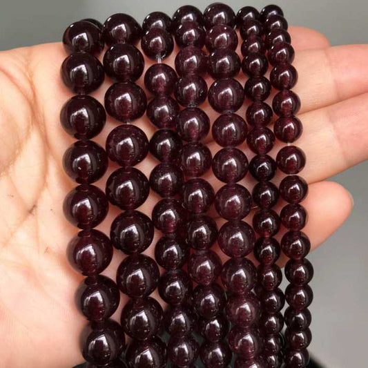 Natural Stone Smooth Dark Red Garnet Jades Loose Beads