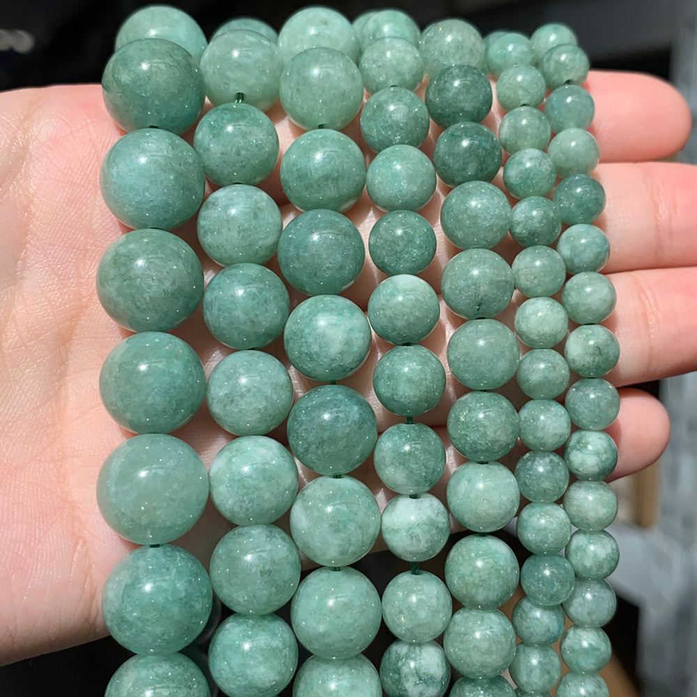 Natural Green Burmese Jades Stone Beads