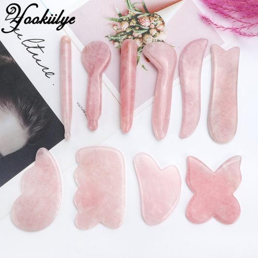 Natural Rose Quartz Jade Stone Massage Tool