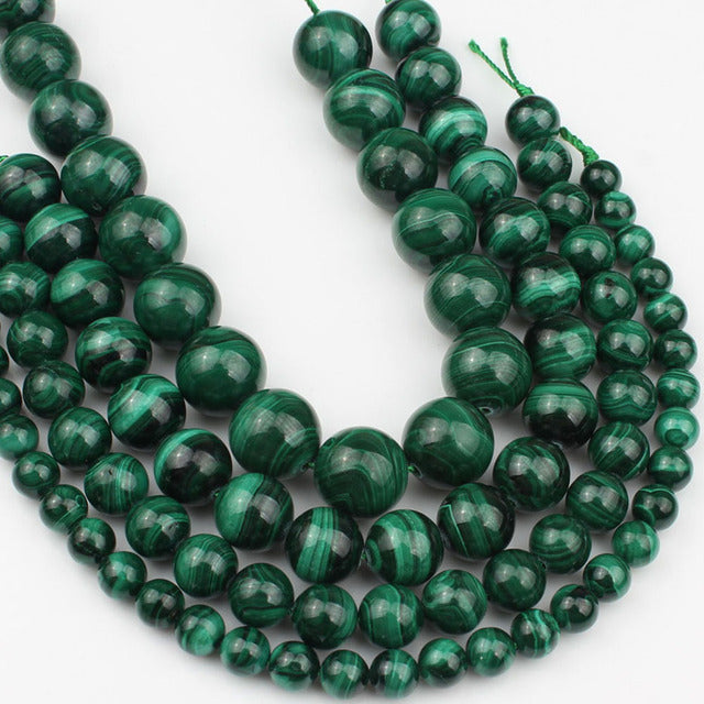 Natural Genuine Stone Beads Green Malachite Round Beads