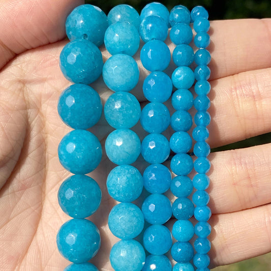 Natural Blue Sapphires Jades Stone Round Beads