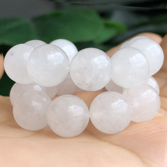 White Chalcedony Marble Jades Beads Round Loose