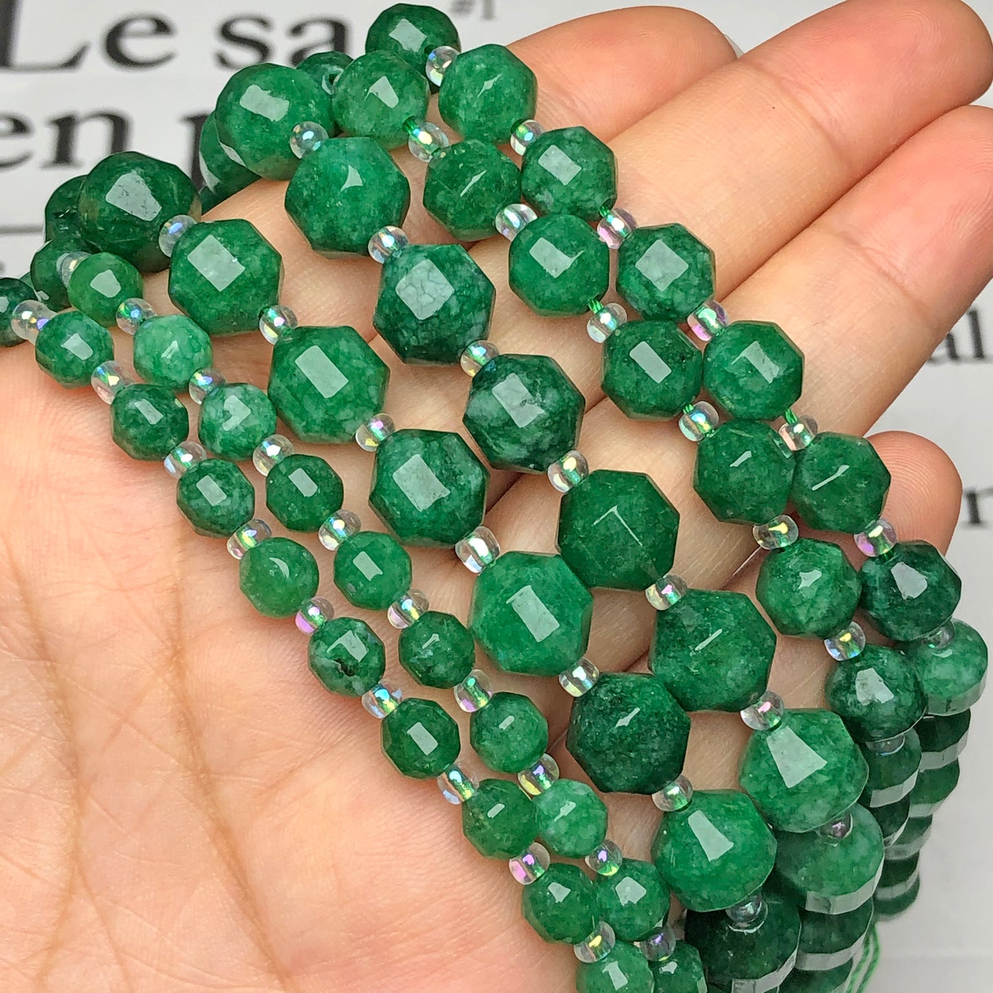 Natural Stone Faceted Green Chalcedony Jades