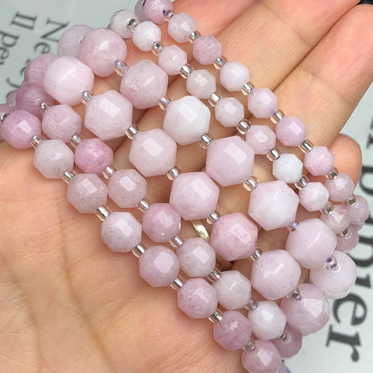 Natural Stone Faceted Purple Kunzite Spodumene Jades