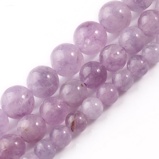 Light Purple Amethysts Crystals Round Jades Stone Beads