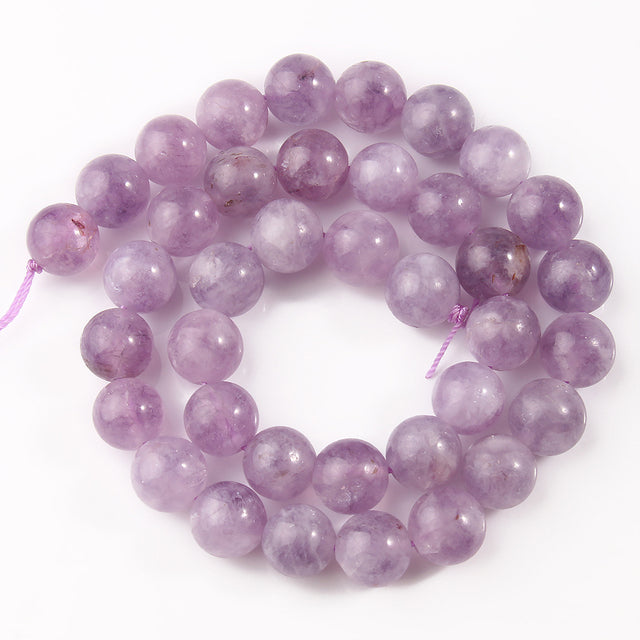 Light Purple Amethysts Crystals Round Jades Stone Beads