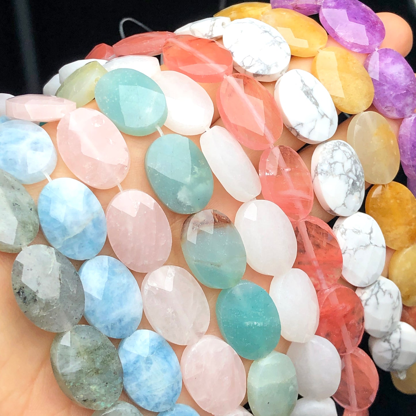 Howlite Crystal Stone Beads Flat Loose Beads