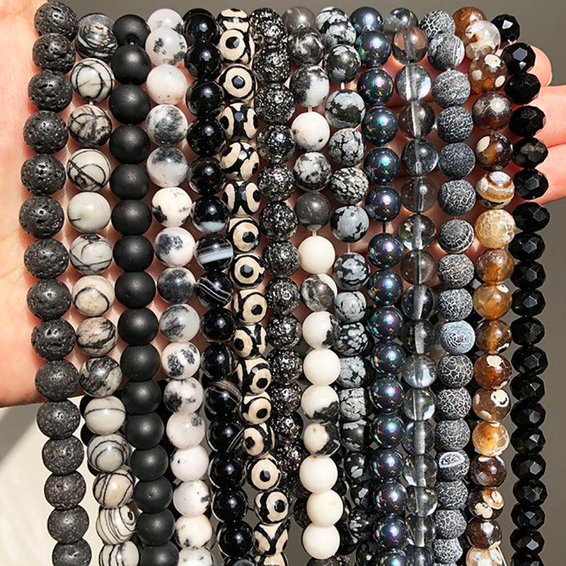 Natural Stone Black Agates Hematite Crysta