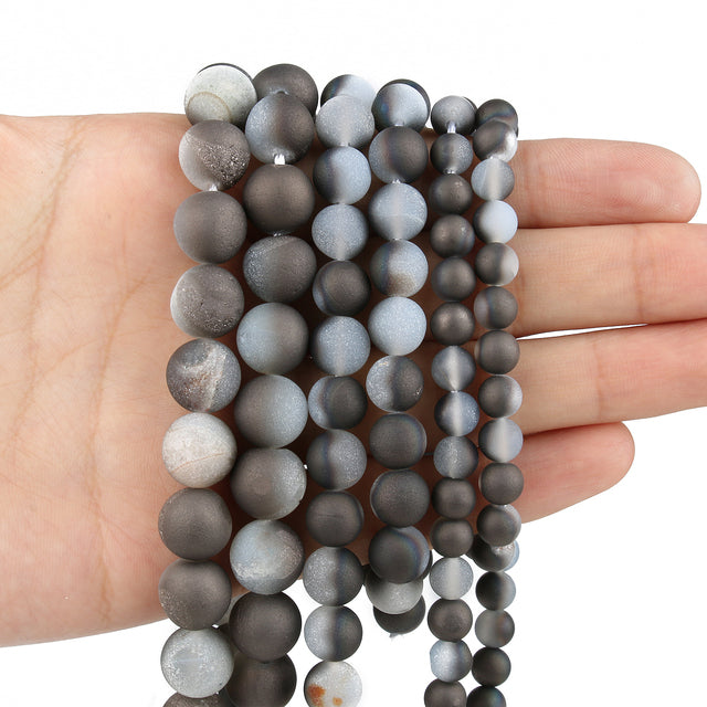 Natural Stone Black Agates Hematite Crysta