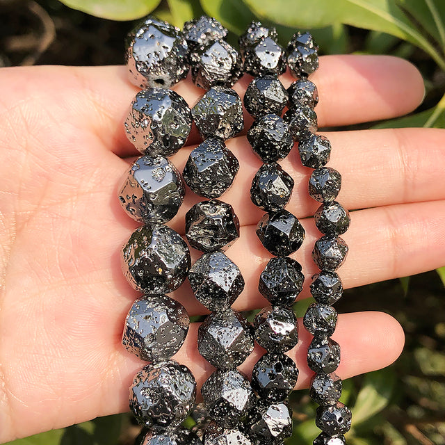 Natural Stone Black Agates Hematite Crysta