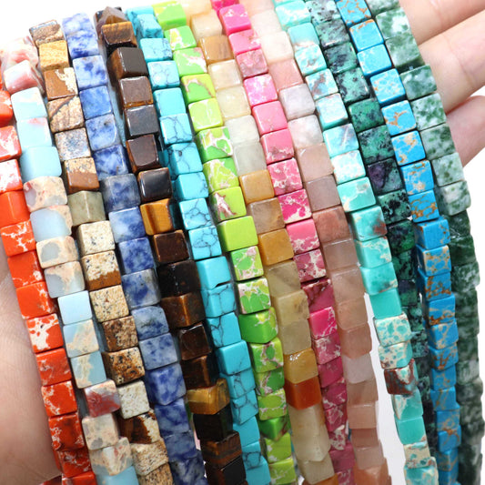 Natural Square Jades Stone Spacer Beads For Jewelry