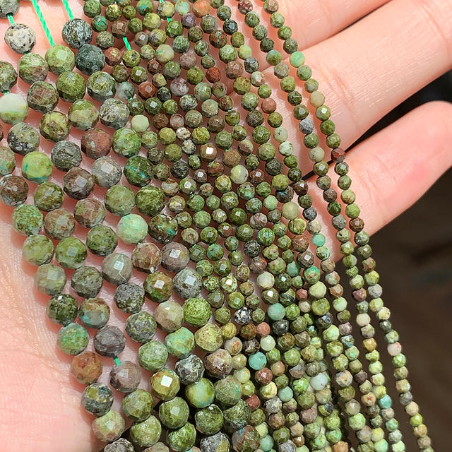 Small Natural Faceted Stone Bead Green Mica