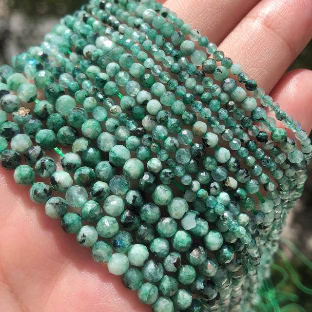 Small Natural Faceted Stone Bead Green Mica