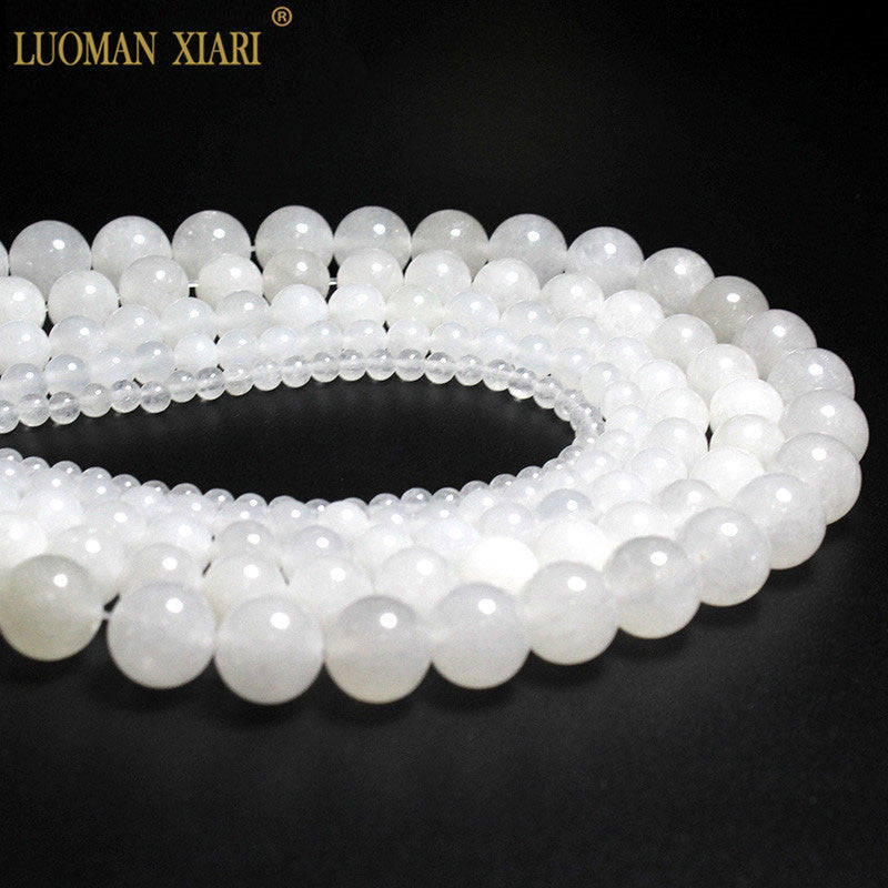 Round Shape Natural White jades Stone Beads