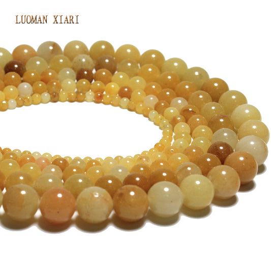 Yellow Jades Natural Stone Beads For Jewelry Making Bracelet